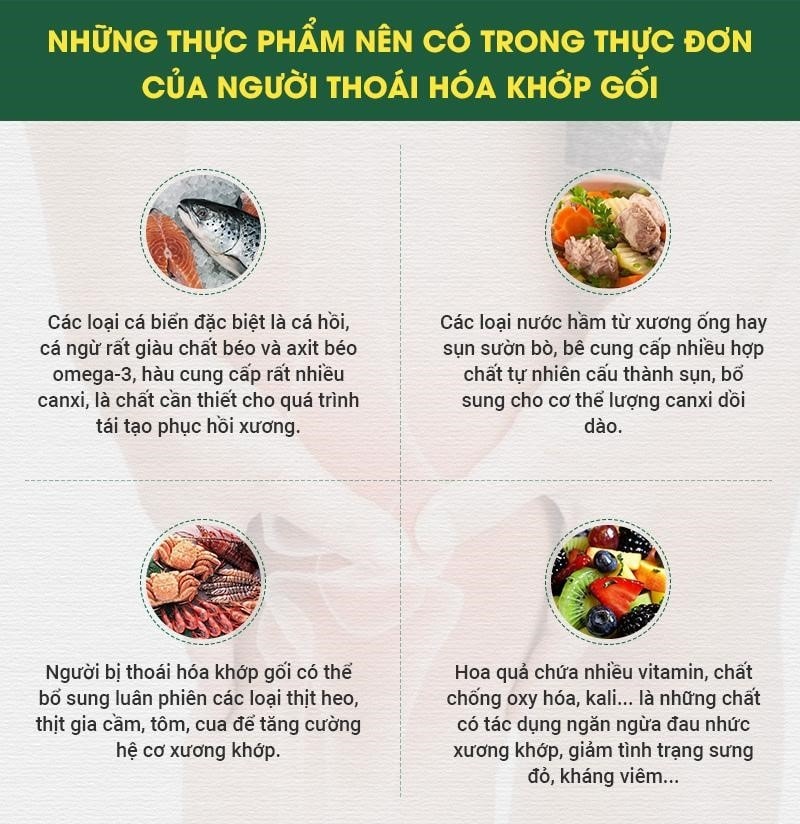 thực đơn cho người thoái hoá khớp gối